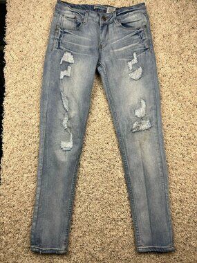 Luxury Blues Jeans Womens Size 1 Blue Skinny Pants Jeans Distressed Stretch